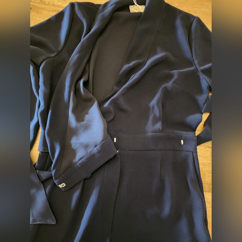 NWT Sezane Heaven Marine Jumpsuit Wrap Front Belted US 10 UK 14 Lightweight - Picture 7 of 14
